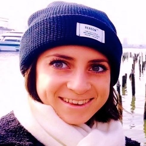 Katie Beeton wearing blue beanie